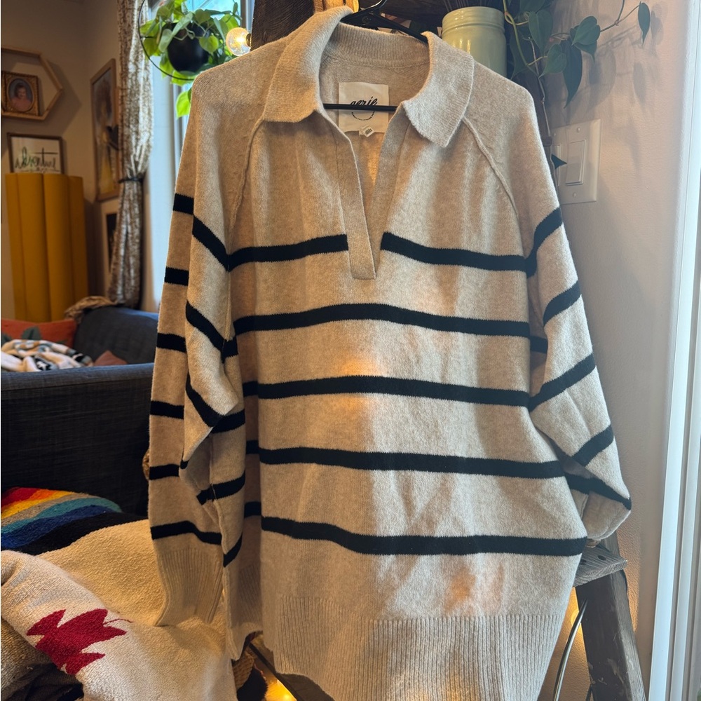 Striped Beige and Black Sweater